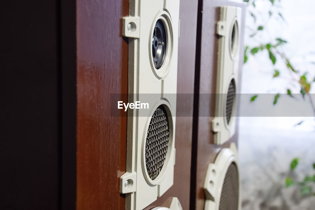 door, entrance, no people, wood, knob, close-up, technology, day, focus on foreground, retro styled, music, outdoors