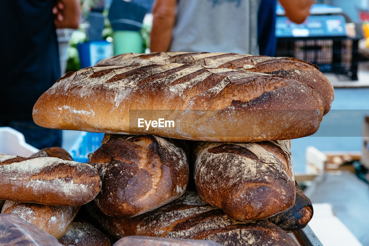 Bread in bakery in food market