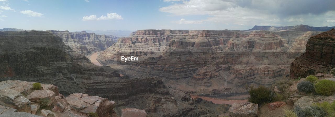 Panoramic view of landscape against cloudy sky