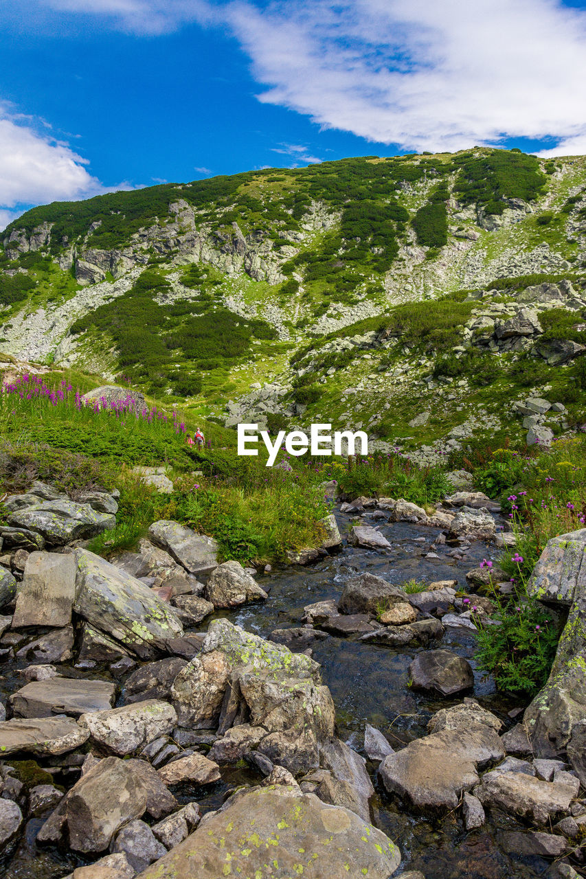 Scenic view of rocky mountains against sky