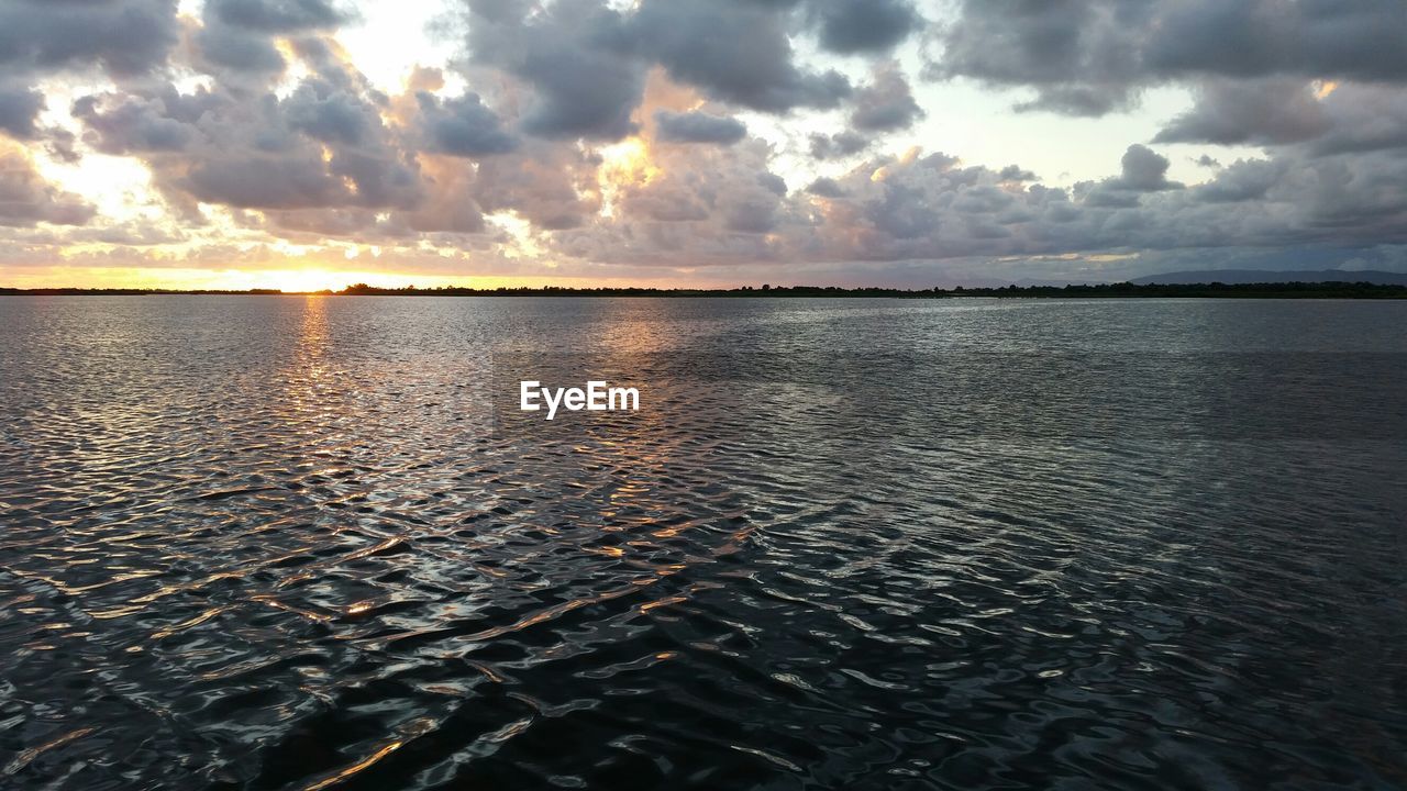 SCENIC VIEW OF SEA AT SUNSET