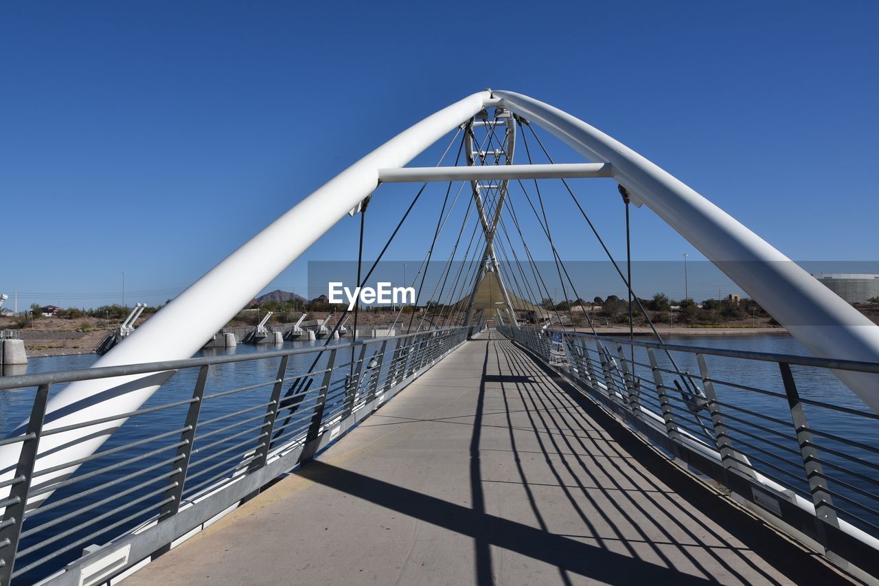 Perspective view of pedestrian bridge over the salt river in tempe arizona