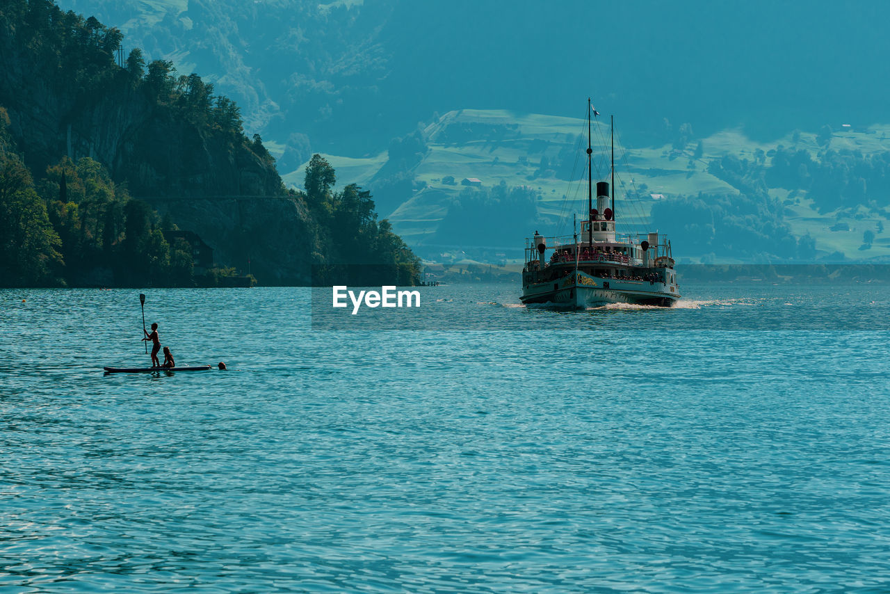 Old steamship on lake lucerne in switzerland.