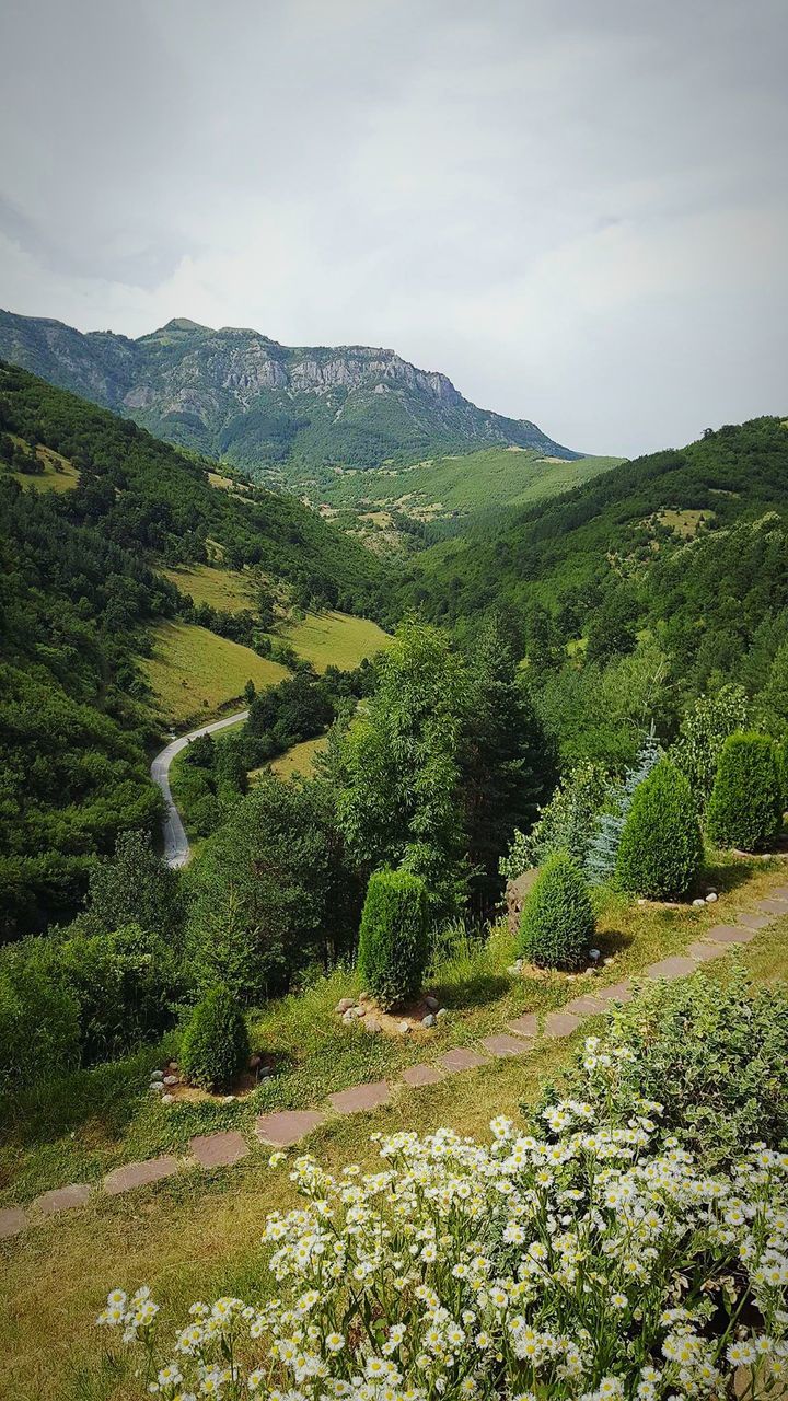 HIGH ANGLE VIEW OF WINDING ROAD AGAINST SKY