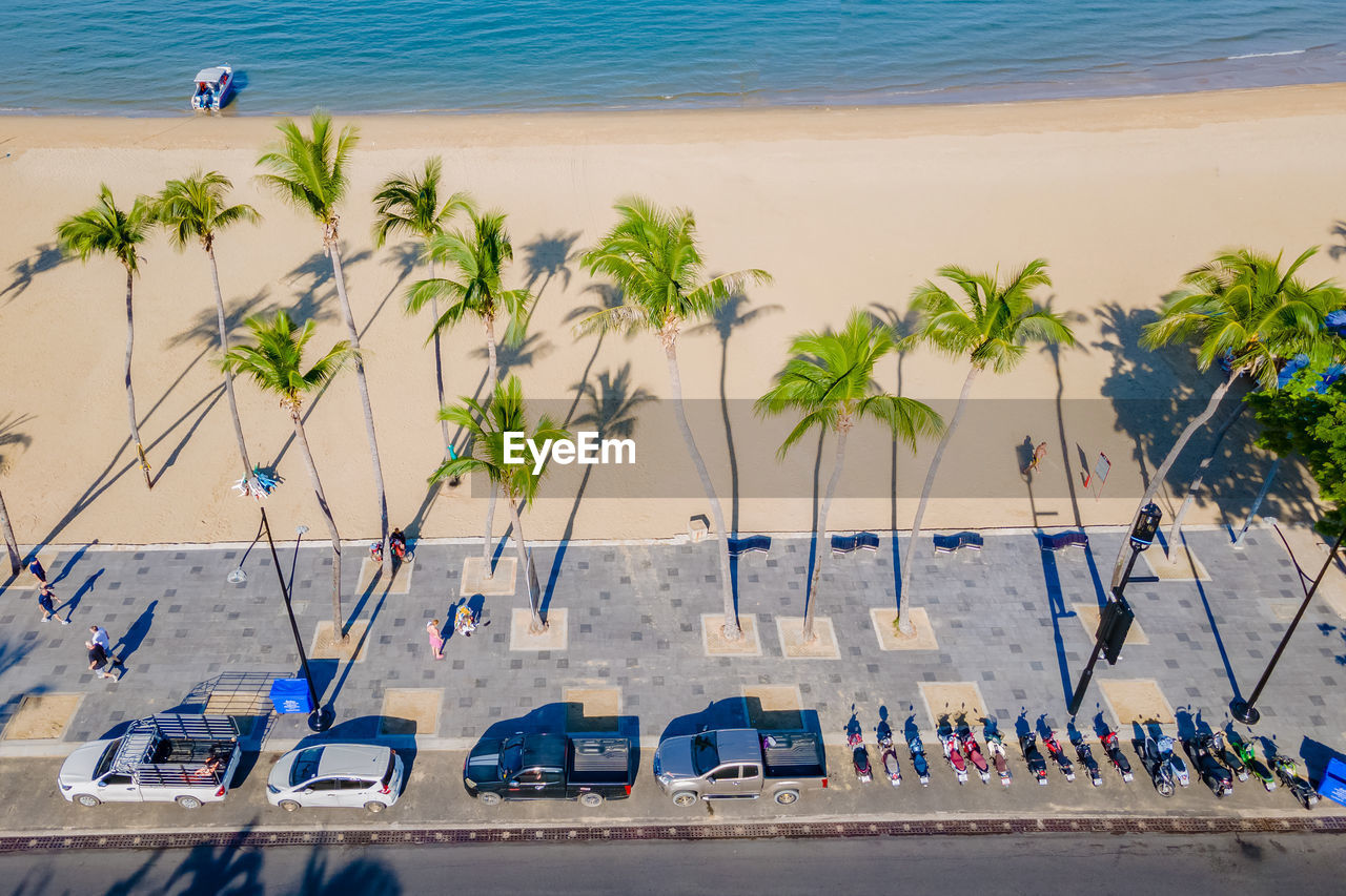 high angle view of people at beach