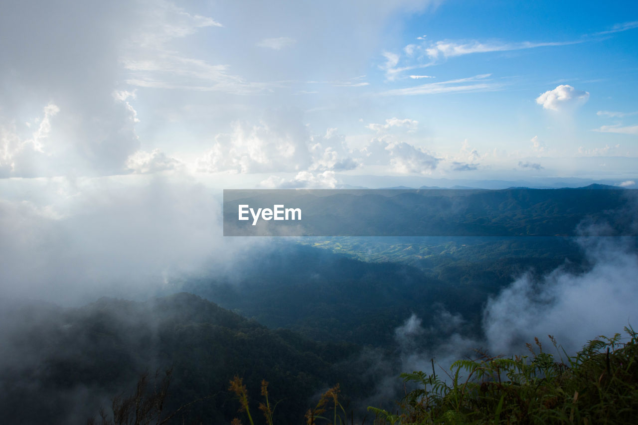 Scenic view of mountains against sky