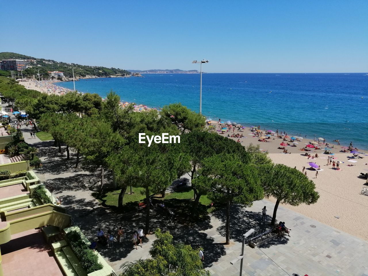 High angle view of platja d'aro beach, in the costa brava of catalonia, north east of spain. 