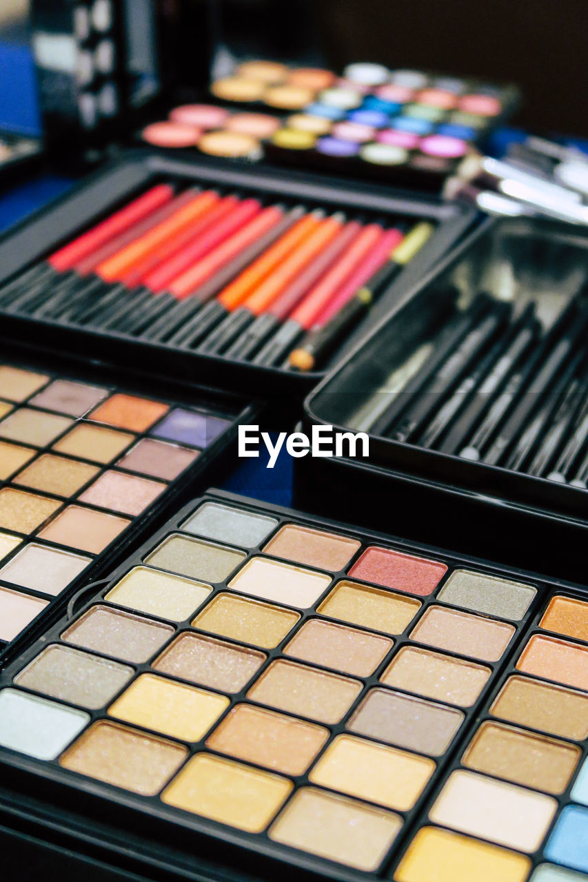 Makeup kit cosmetic set, eye shadow palette and brushes