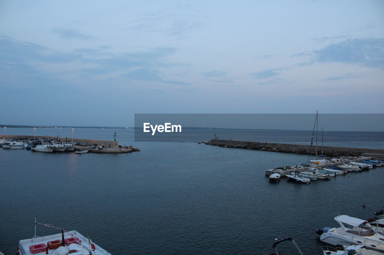 SAILBOATS IN SEA AGAINST SKY AT HARBOR