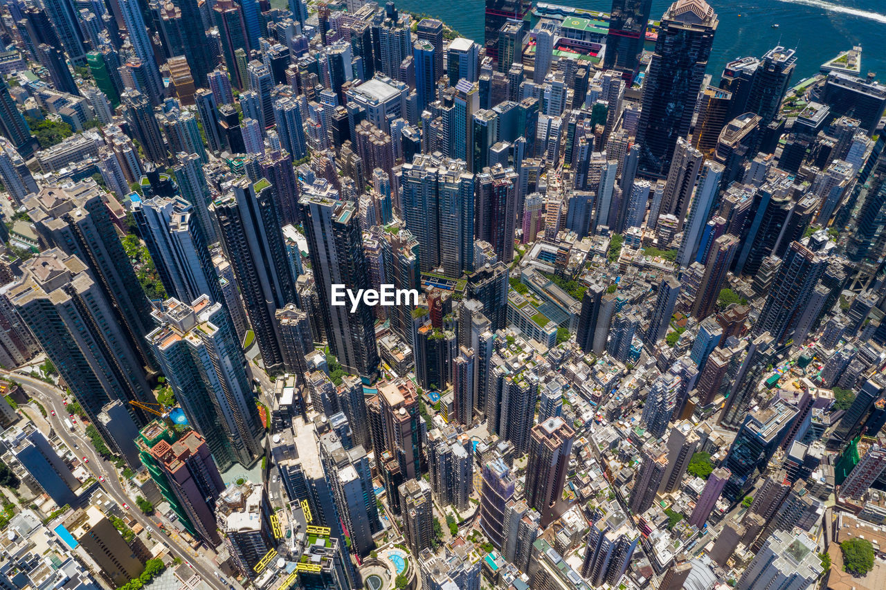 HIGH ANGLE VIEW OF MODERN BUILDINGS