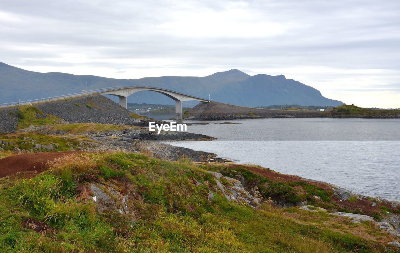 Atlantic oceanic road bridge on a cloudy day