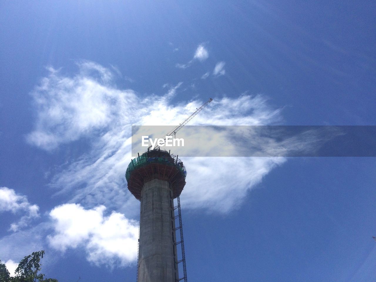 High section of pole against blue sky