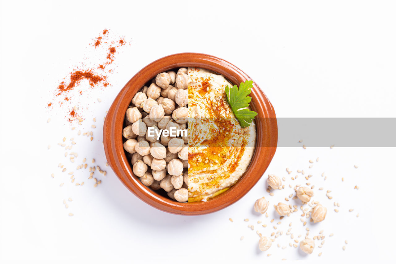 food and drink, food, healthy eating, wellbeing, studio shot, produce, dish, bowl, freshness, white background, indoors, ingredient, no people, spice, seed, cut out, nut, high angle view, vegetable, nut - food