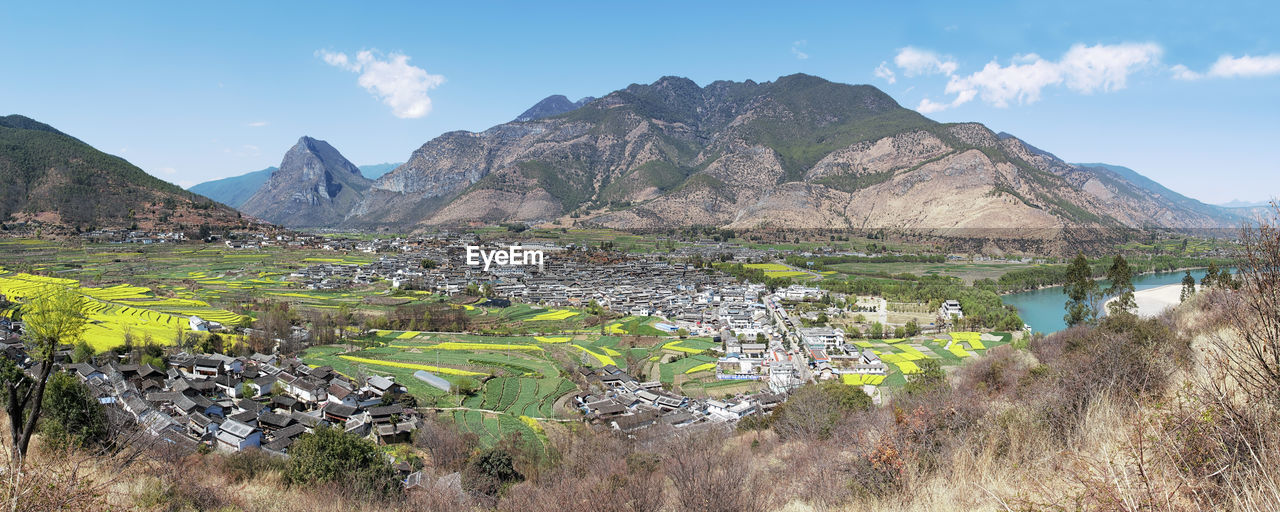 Scenic view of mountains against sky