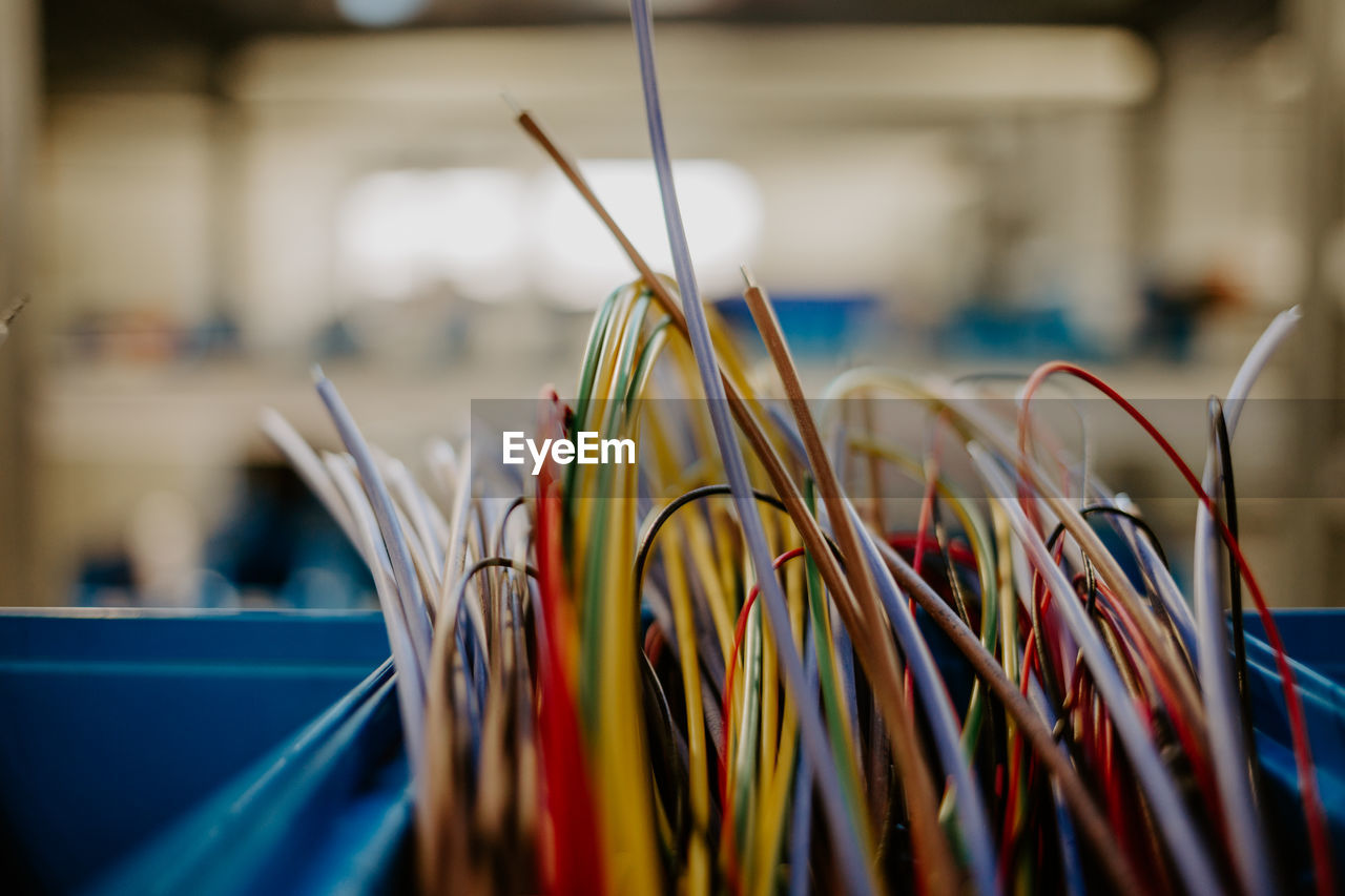 Industrial cable colours in factory.