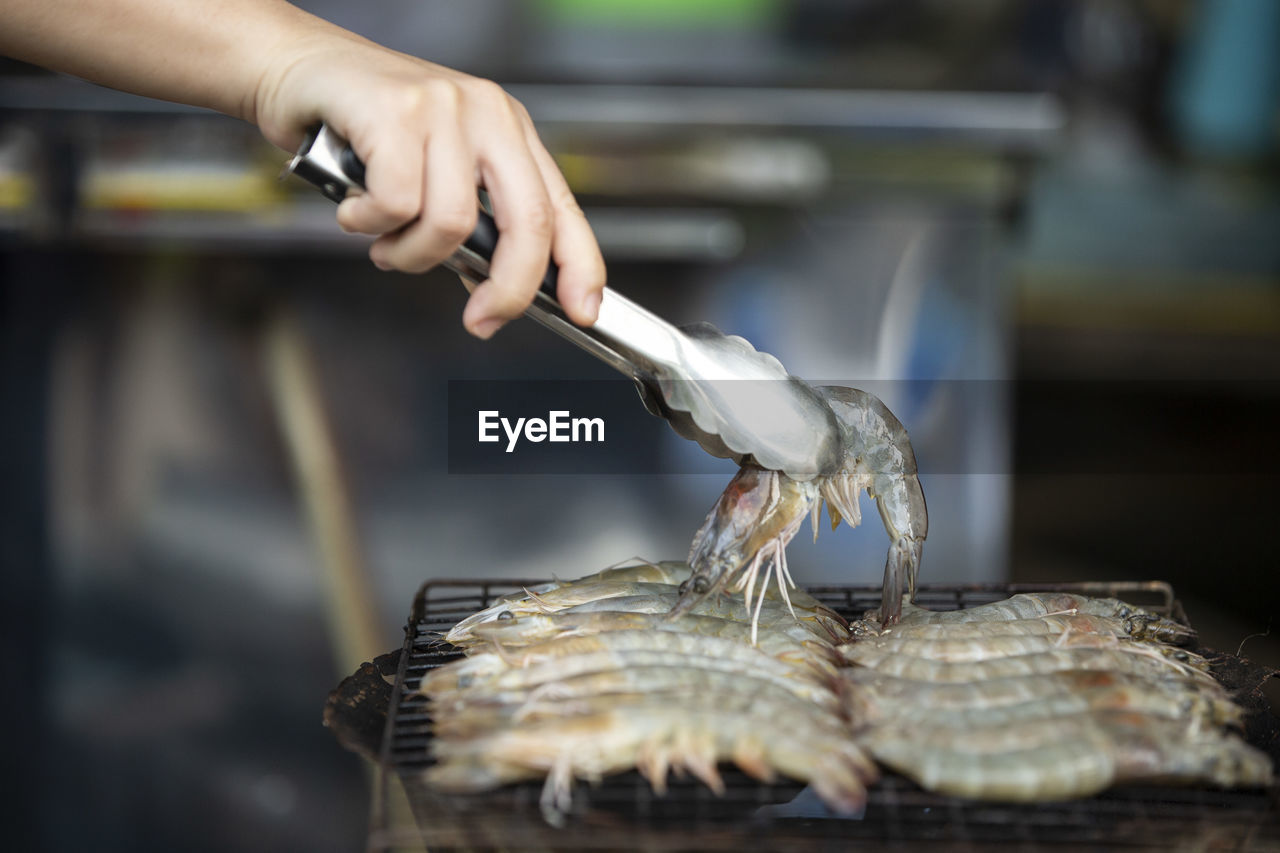 Grilled shrimp on a grill