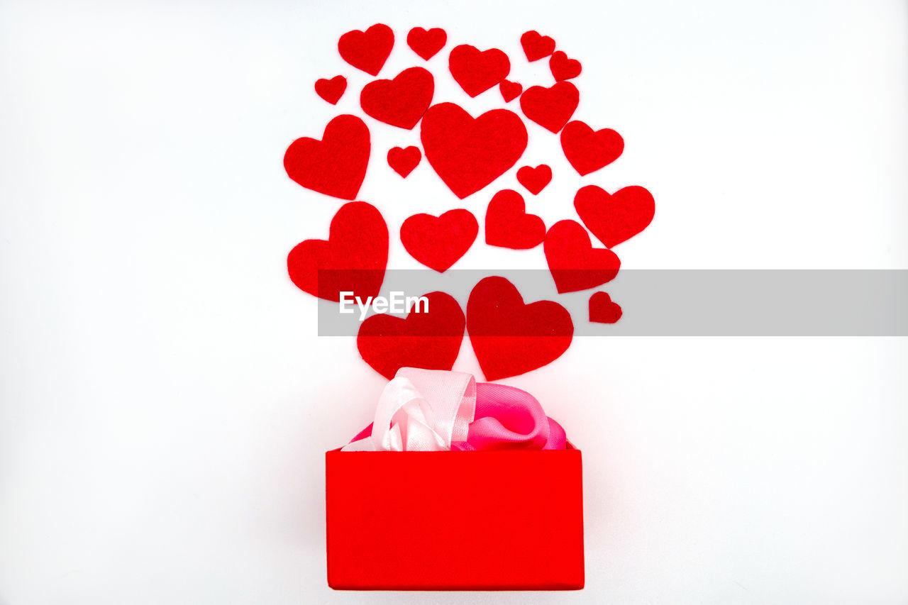 RED HEART SHAPE ON WHITE BOX