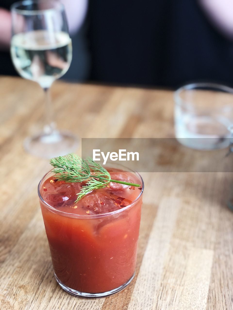 High angle view of drink on table