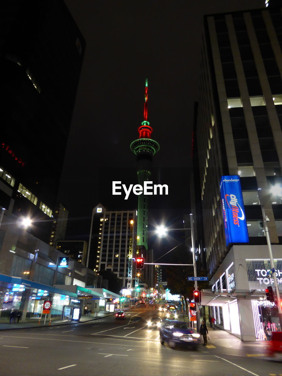 ILLUMINATED TOWER AT NIGHT