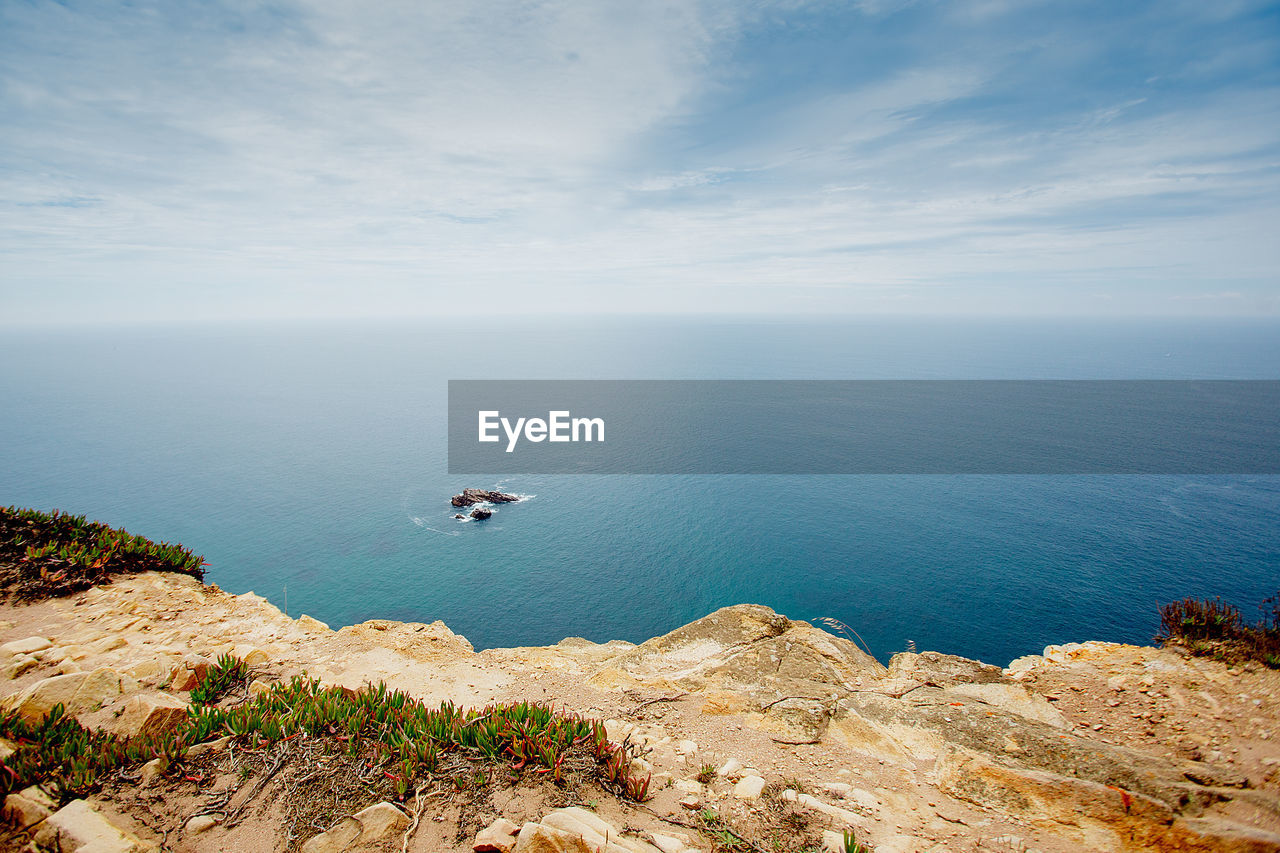 High angle view of sea against sky