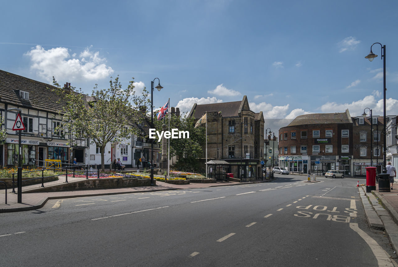 View of the high street in the town of east grinstead, west sussex, uk