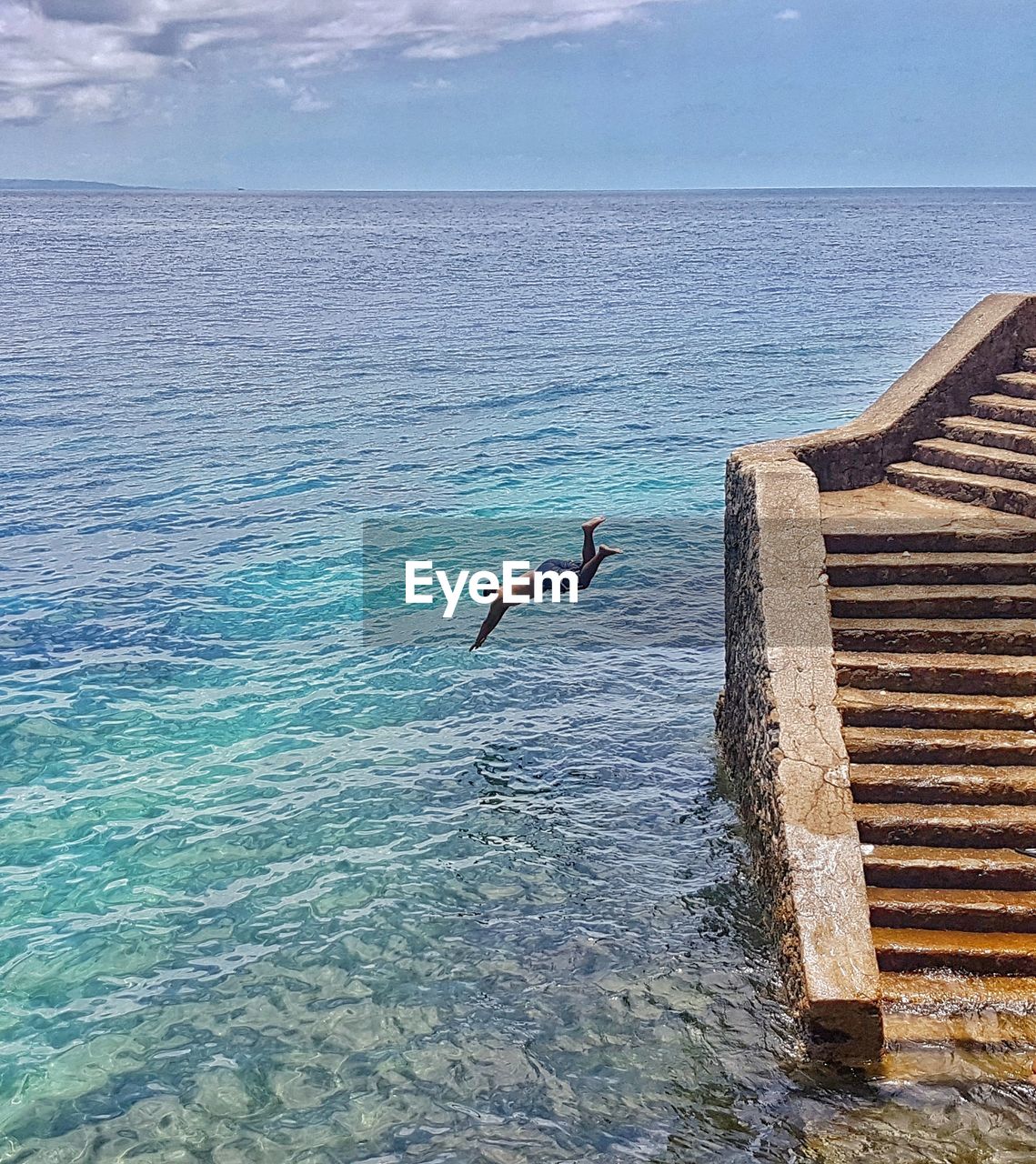BIRD FLYING OVER SEA