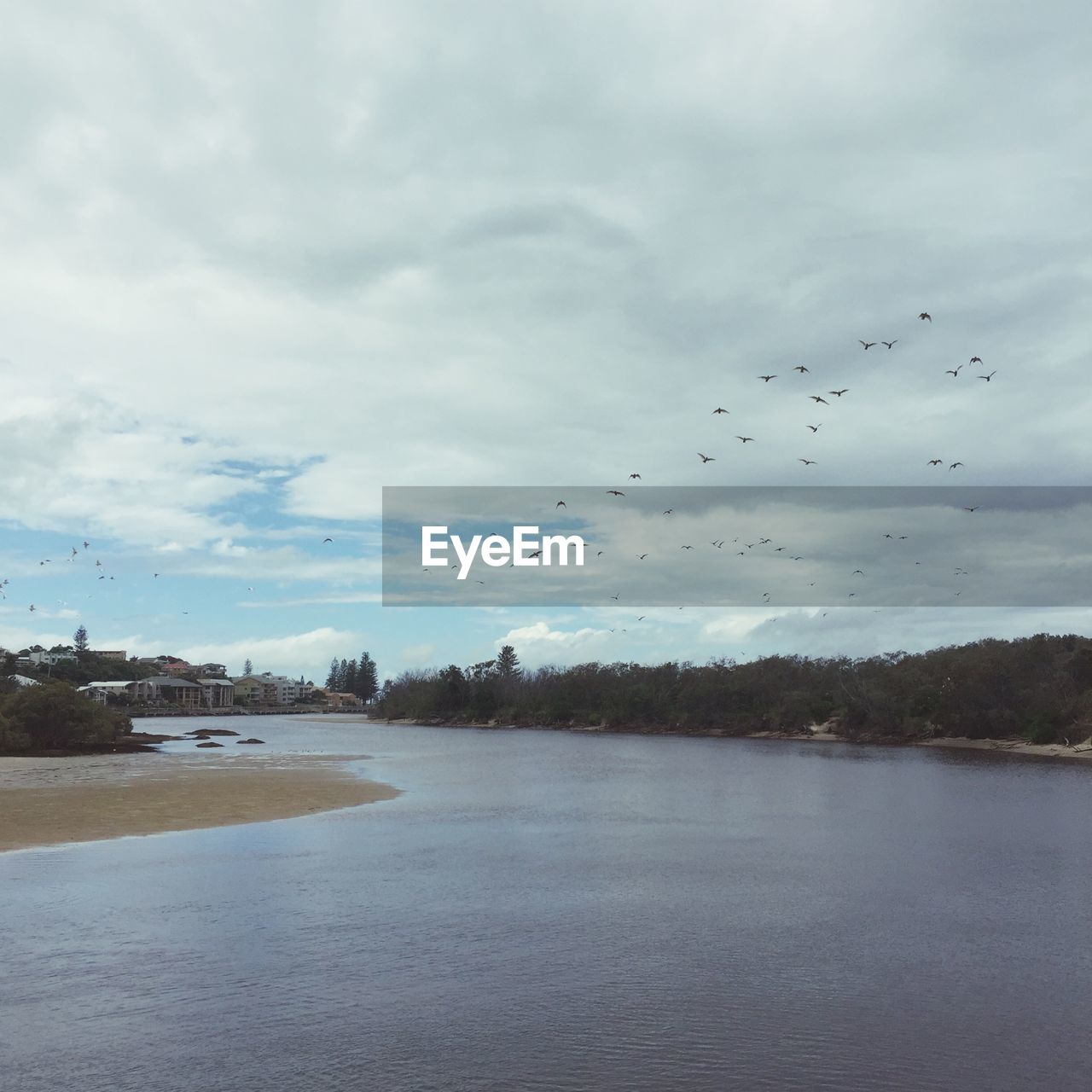 River against cloudy sky