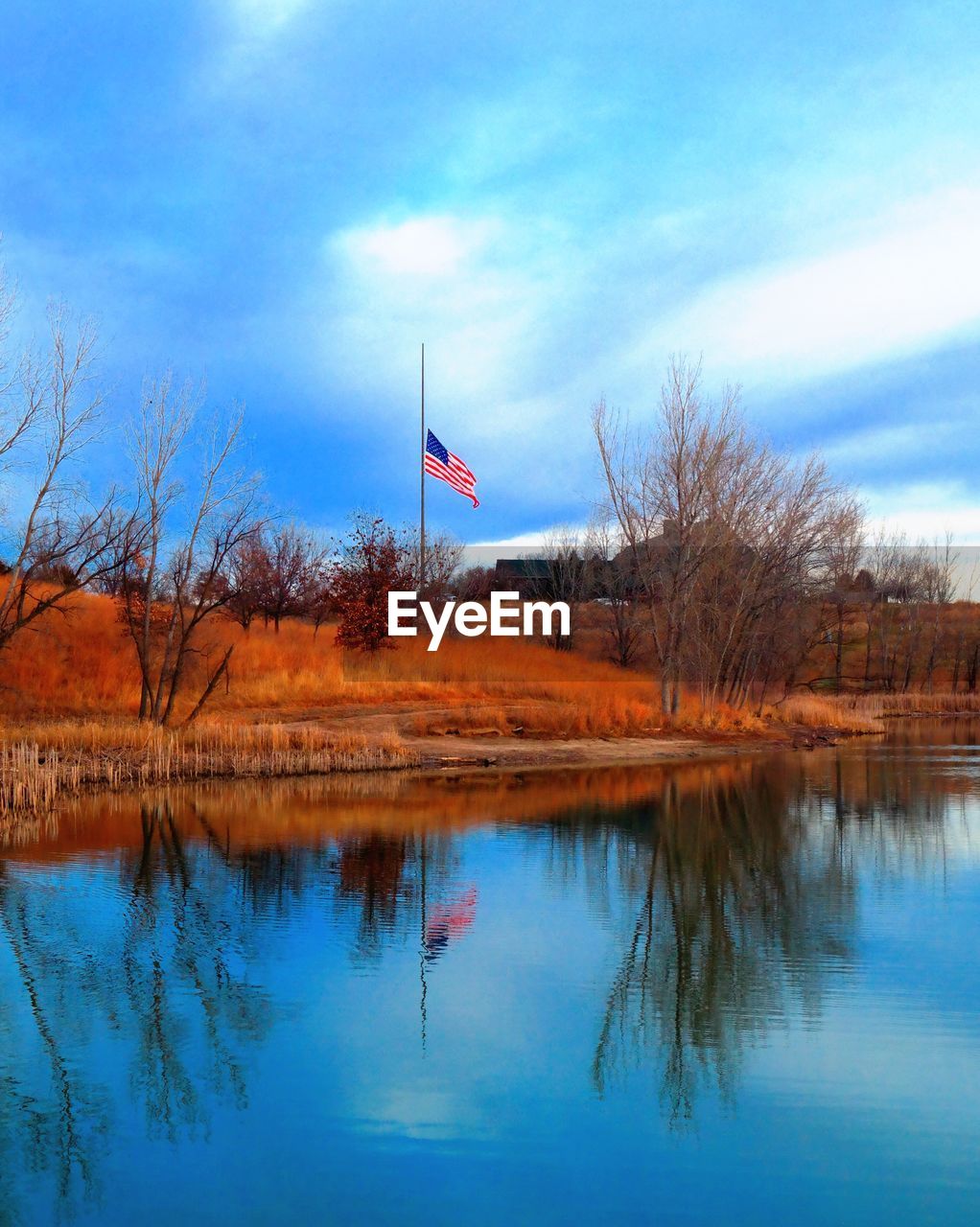 Scenic view of lake against sky