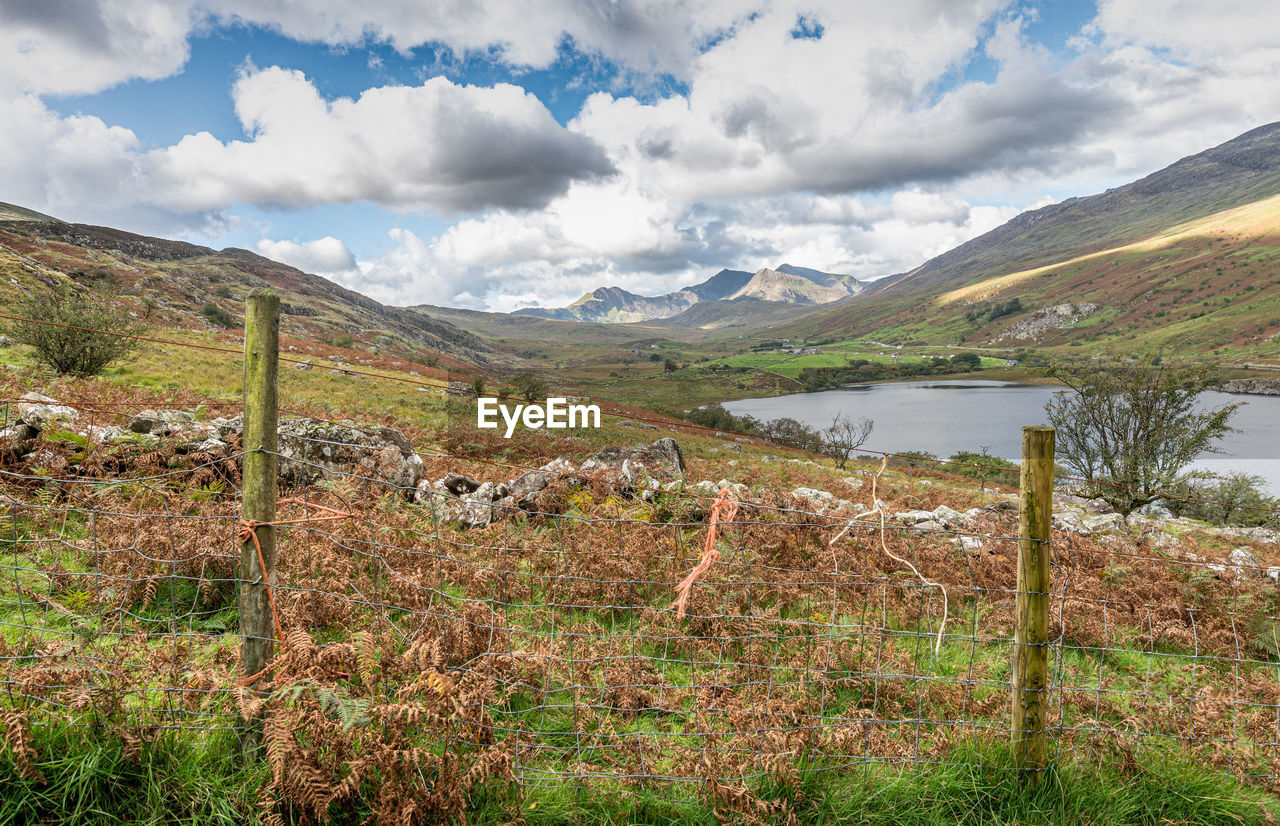 SCENIC VIEW OF LANDSCAPE AND LAKE AGAINST SKY