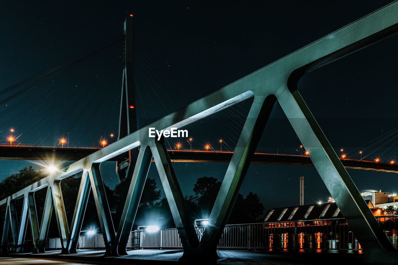 Bridges by night in the port of hamburg