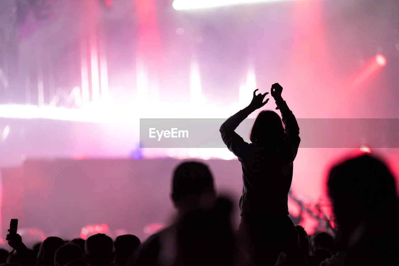 Group of silhouette people at music concert