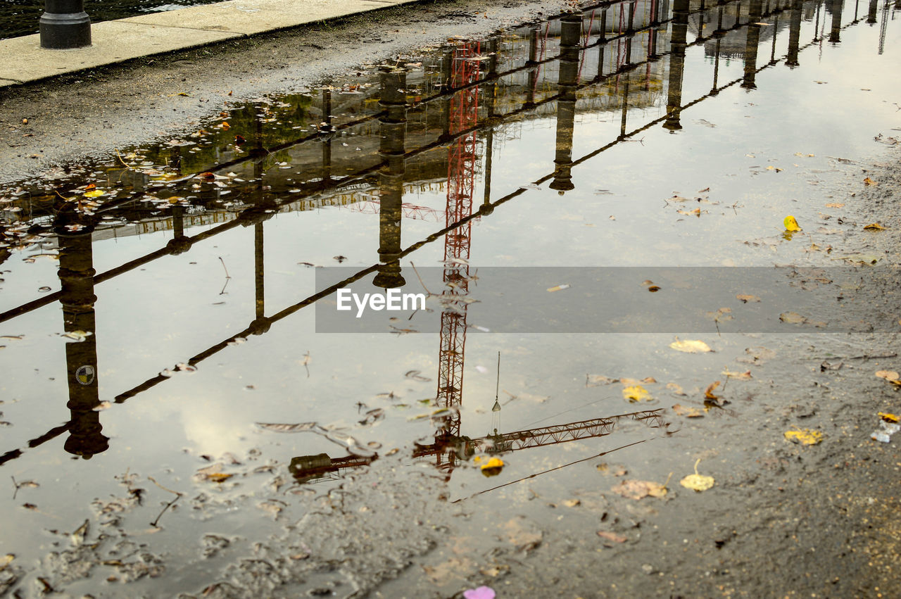 High angle view of puddle