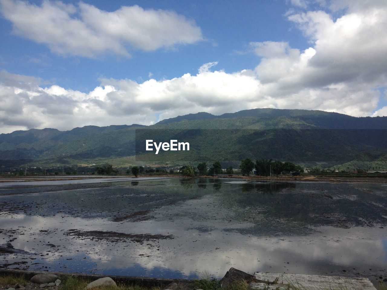 View of lake against mountains