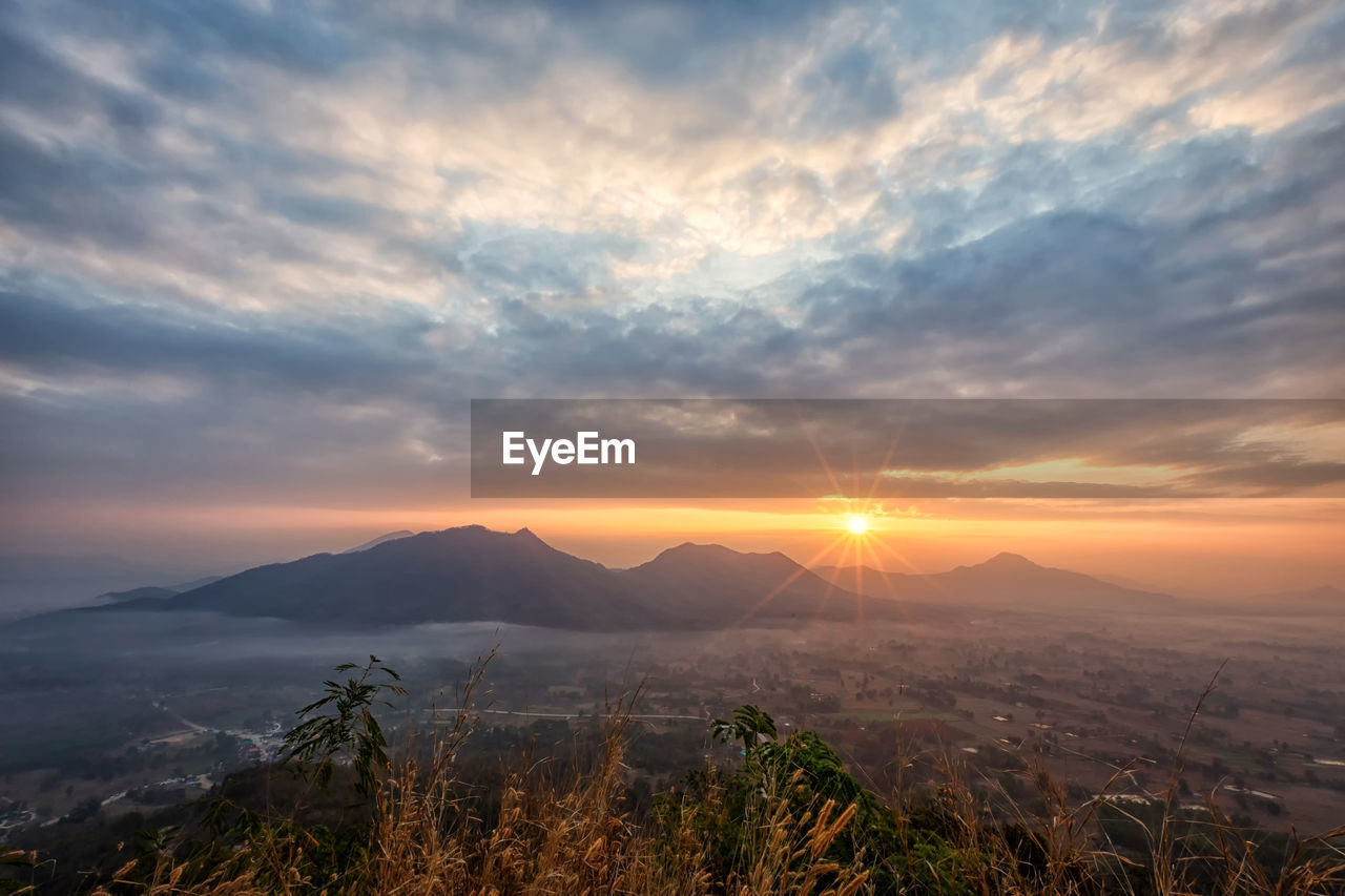 Scenic view of landscape against sky during sunset