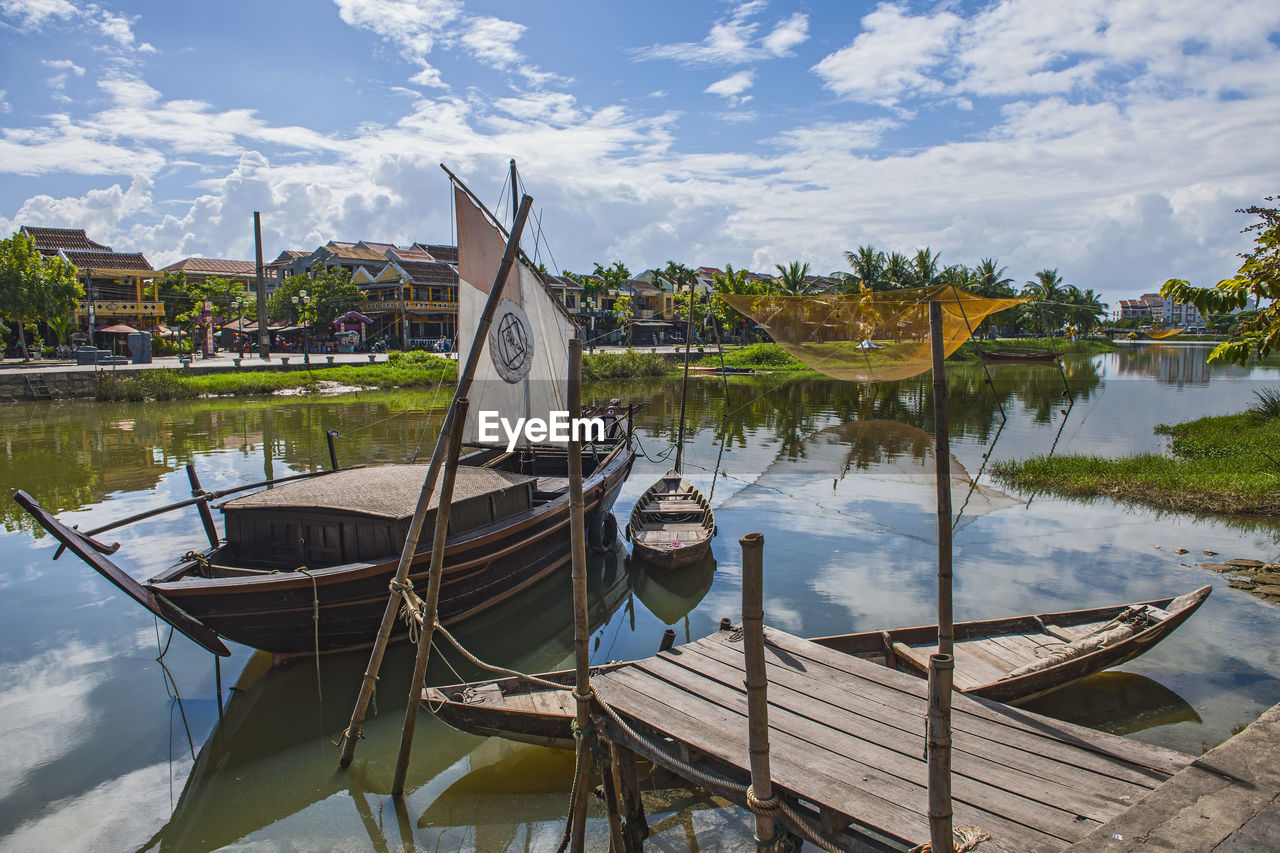 Traditional fishing boats in hoi an