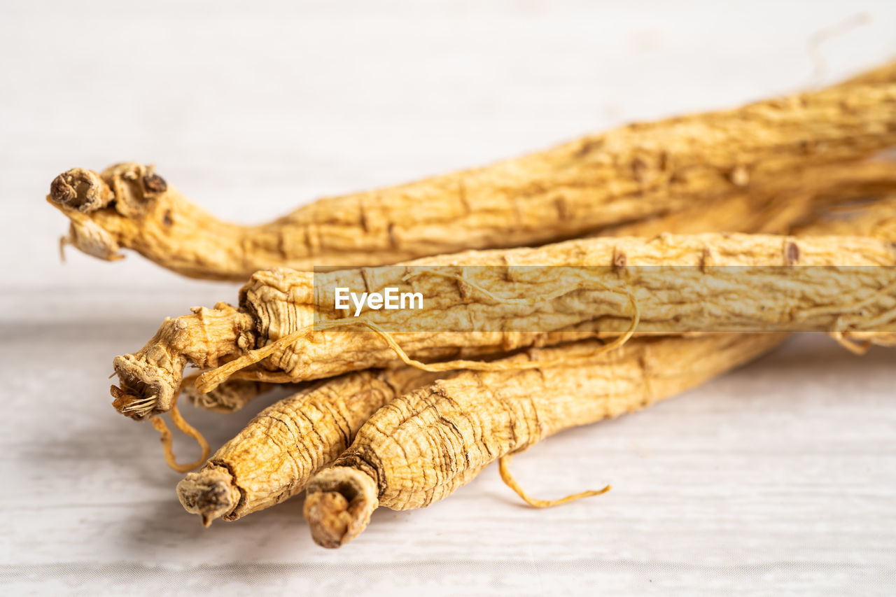 Ginseng, dried vegetable herb. healthy food famous export food in korea country.