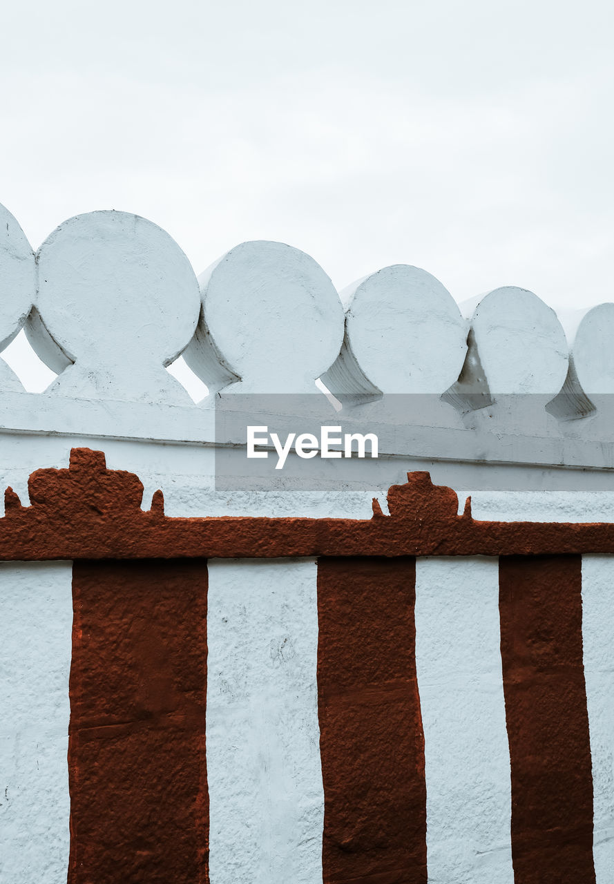 LOW ANGLE VIEW OF CROSS AGAINST WHITE WALL