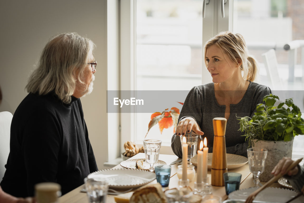 Family eating dinner at home