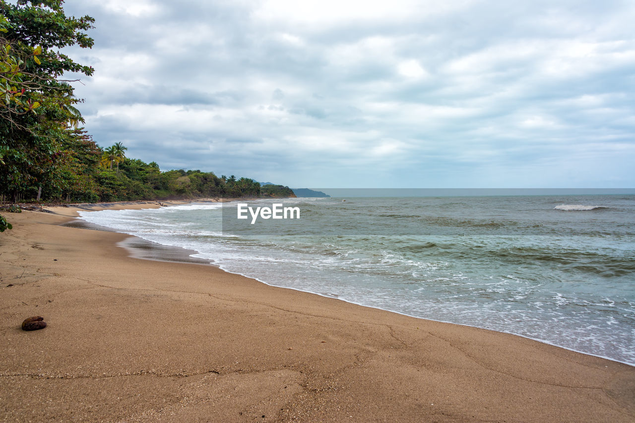 Scenic view of sea against cloudy sky