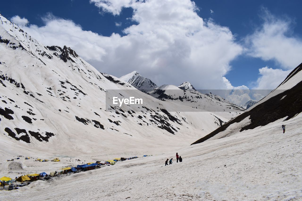 Scenic view of snowcapped mountain against sky