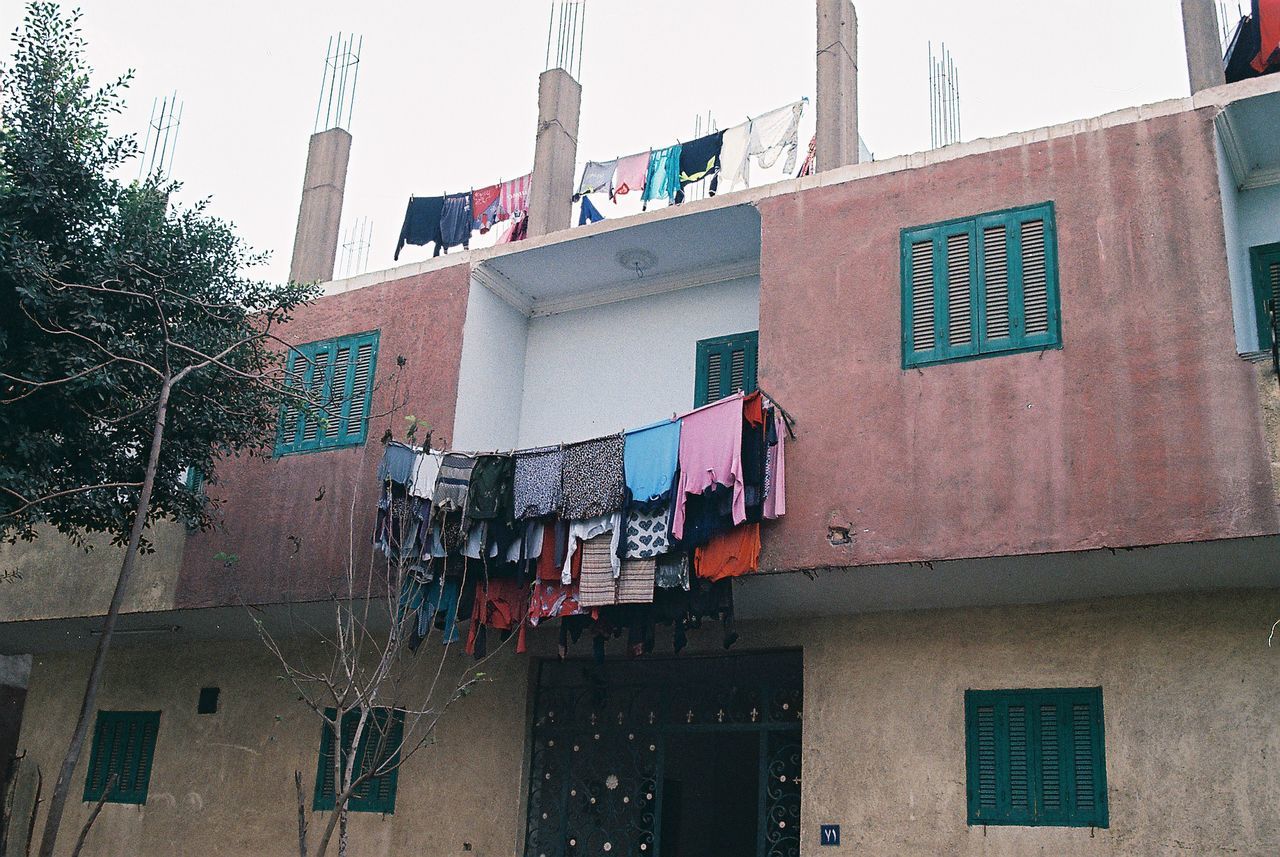 Low angle view of clothes drying