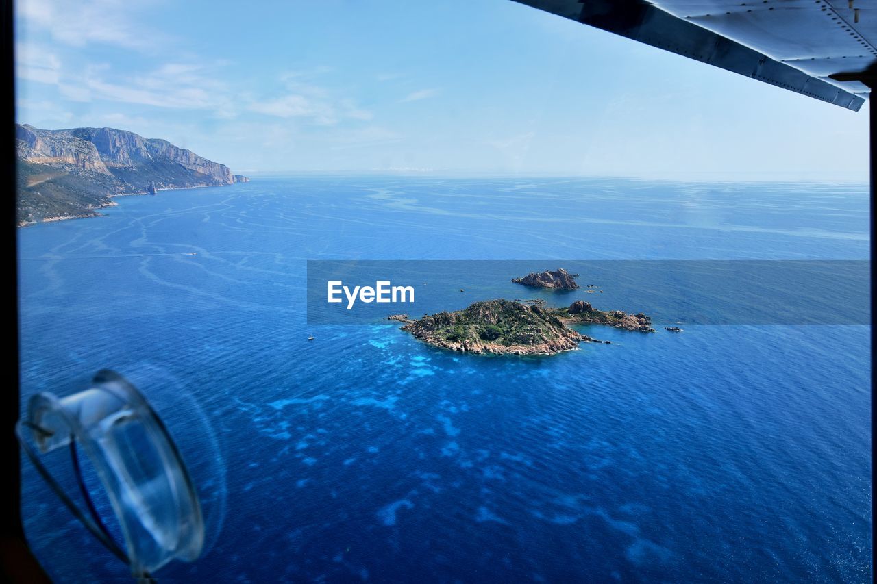 Aerial view of sea and rocks