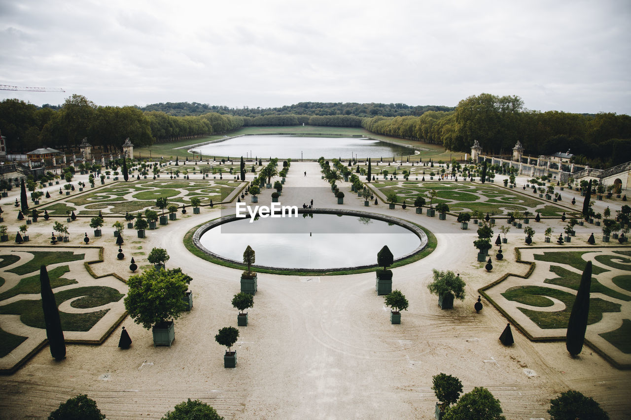 High angle view of versaille's garden