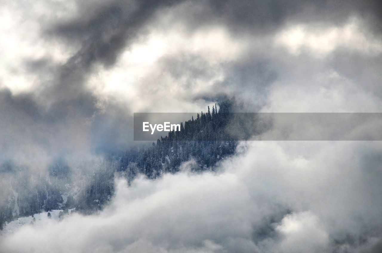 Mountains covered with clouds