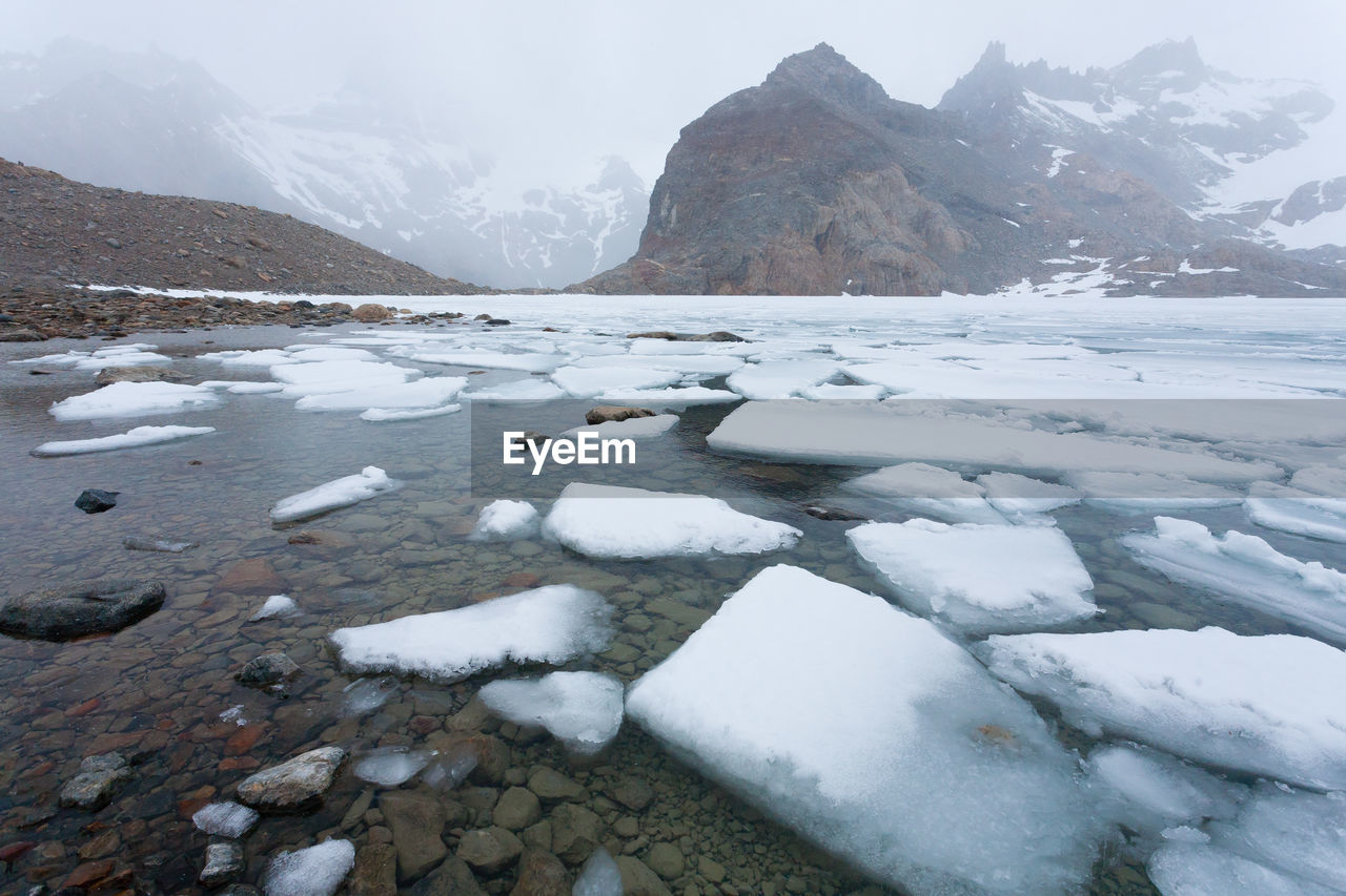 Scenic view of frozen lake during winter