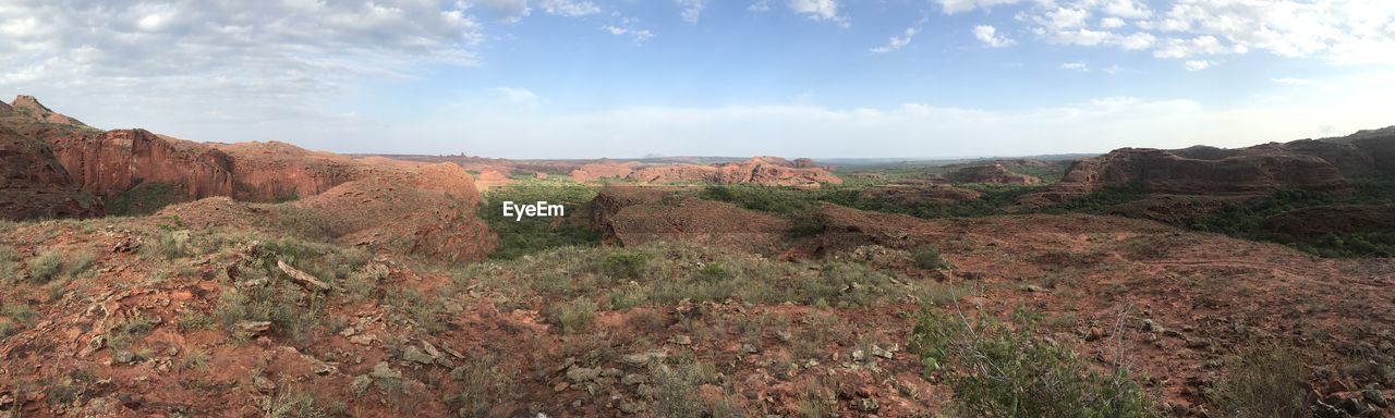 PANORAMIC VIEW OF ROCK FORMATIONS AGAINST SKY