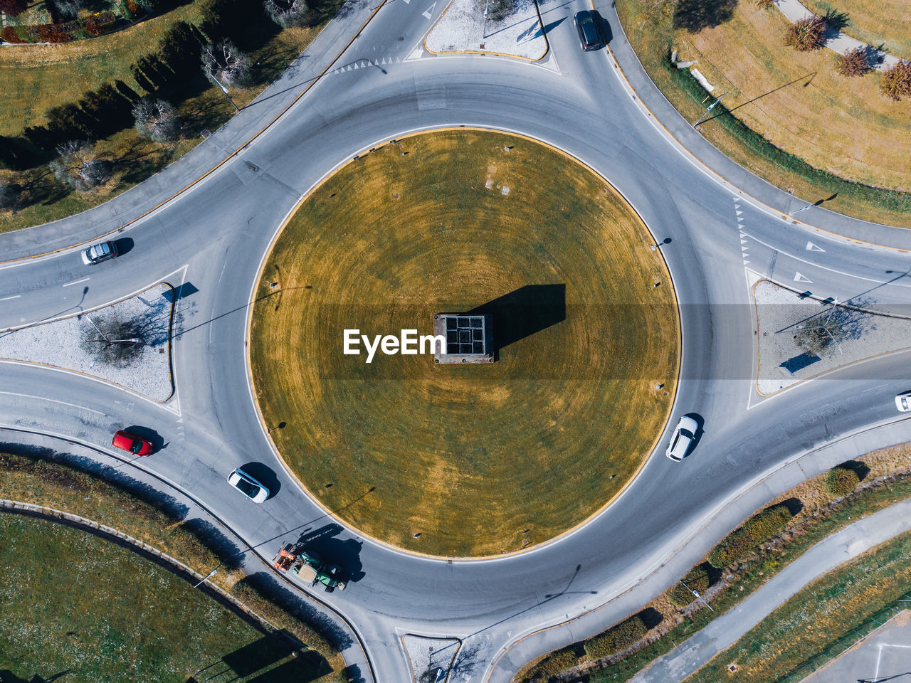 High angle view of cars on road