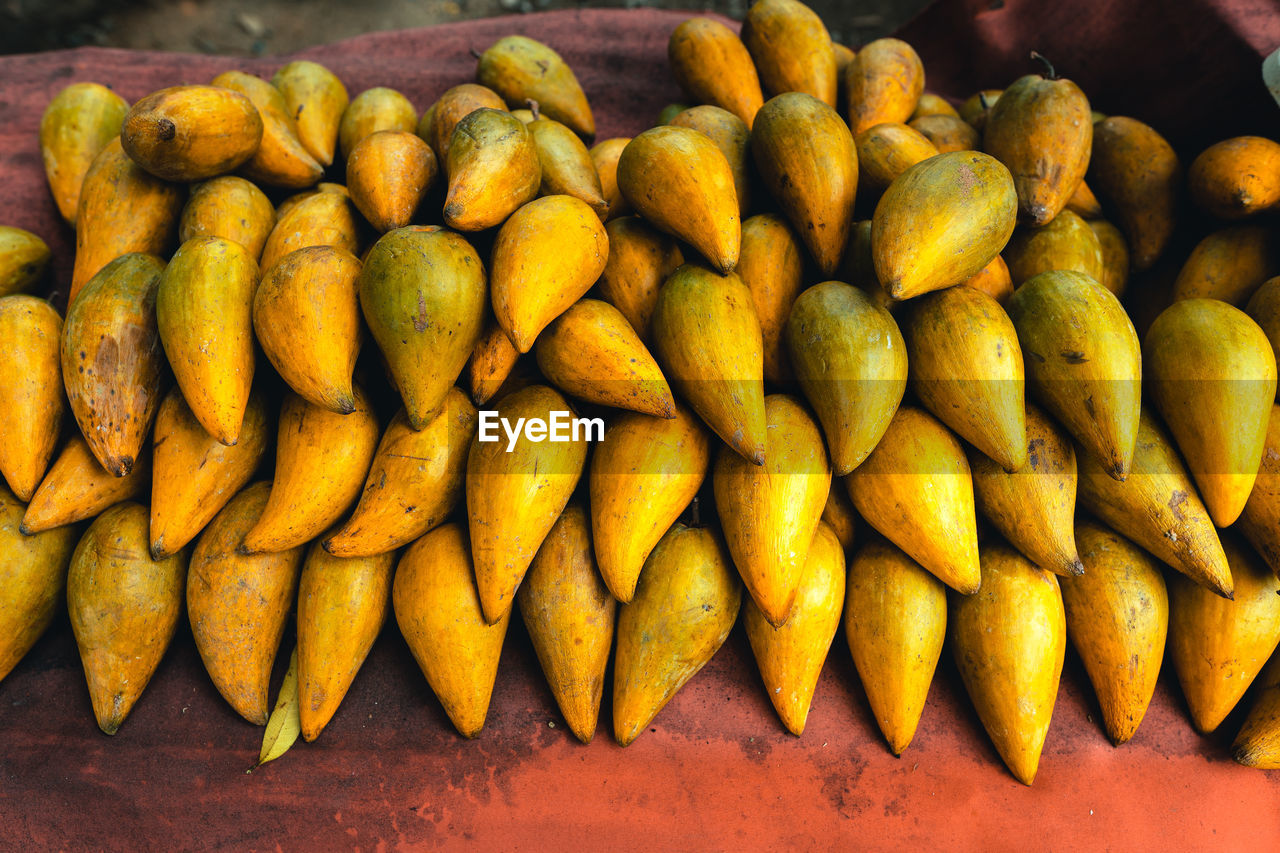 High angle view of fruits for sale at market stall