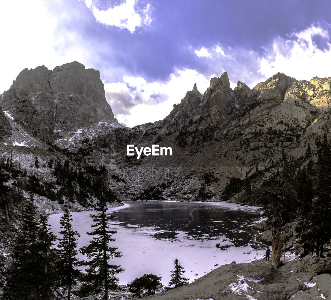 Scenic view of snowcapped mountains and lake against sky