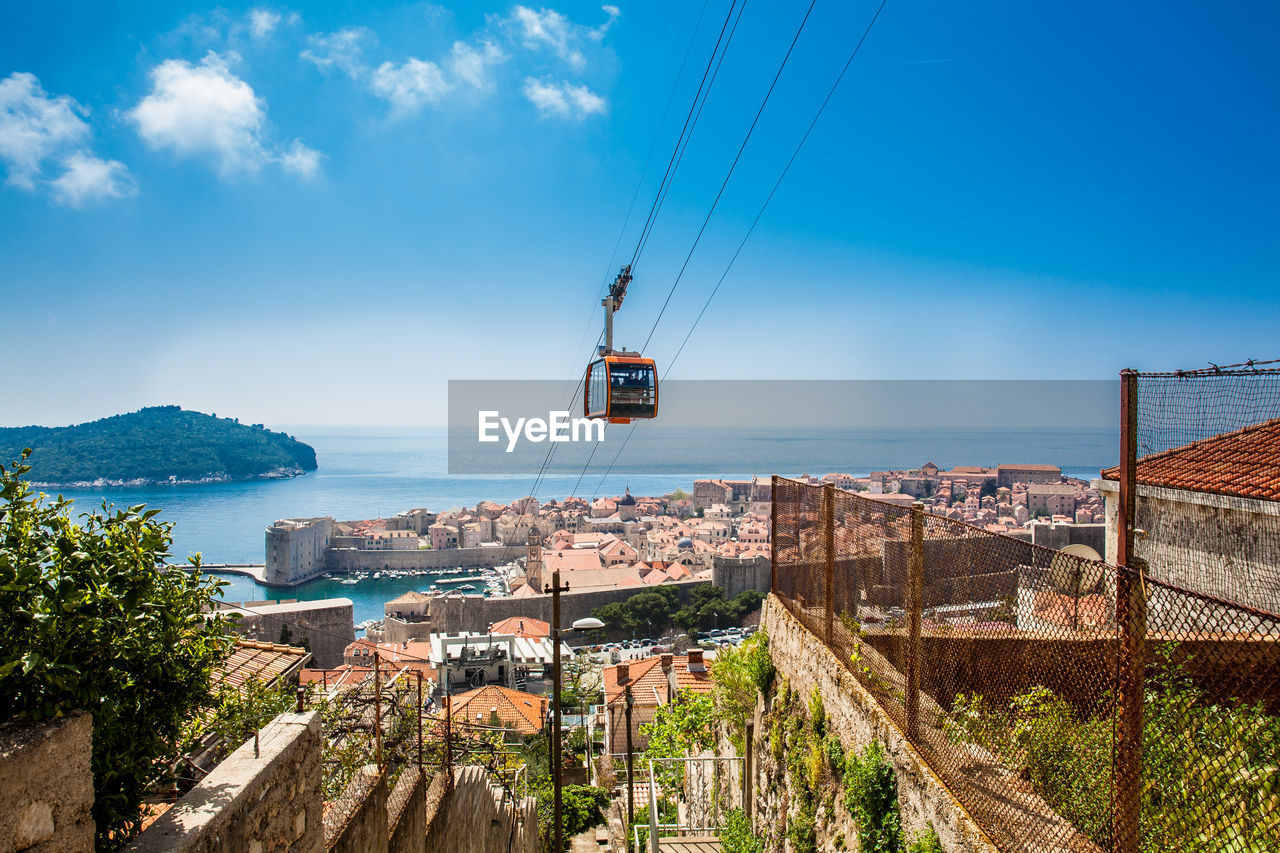 View of dubrovnik city and cable car taken from mount srd